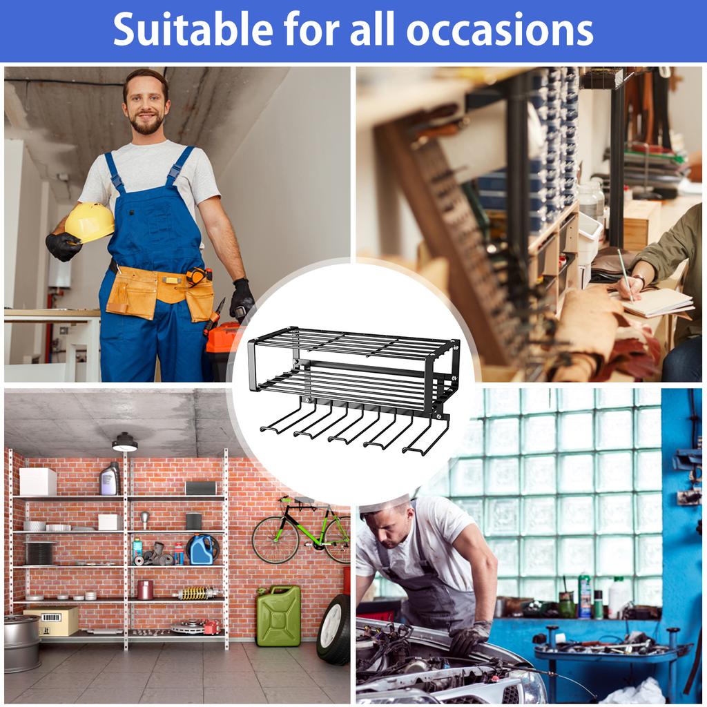 Power Tool Rack Electric Drill Holder Wall Mount Organizer Wrench Tool Workshop Screwdriver Power Storage Shelf Accessories