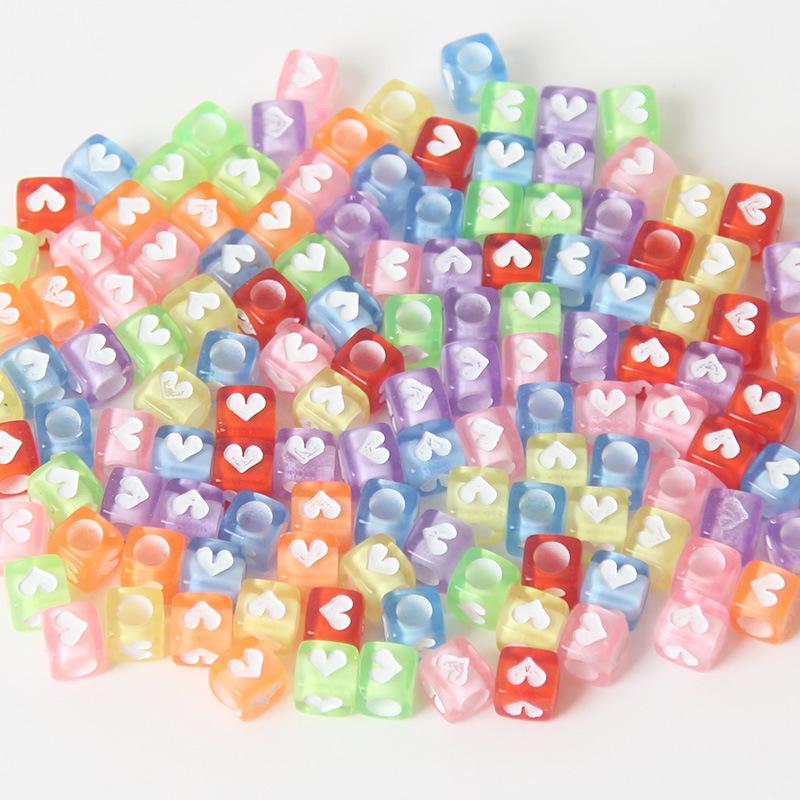 100 Stück Quadratische Acryl-Buchstabenperlen Zufällig Gemischt Alphabet Lose Perlen Für DIY Kinder Schmuckherstellung Basteln 6X6Mm