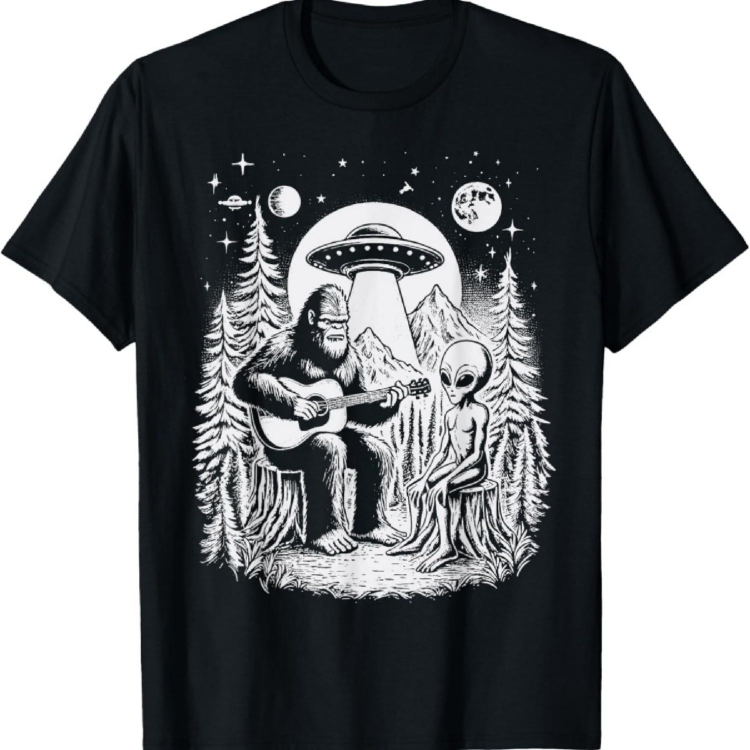 

Bigfoot UFO Alien Around Campfire Nature Hiking Sasquatch T-Shirt XXXXXL різнокольоровий