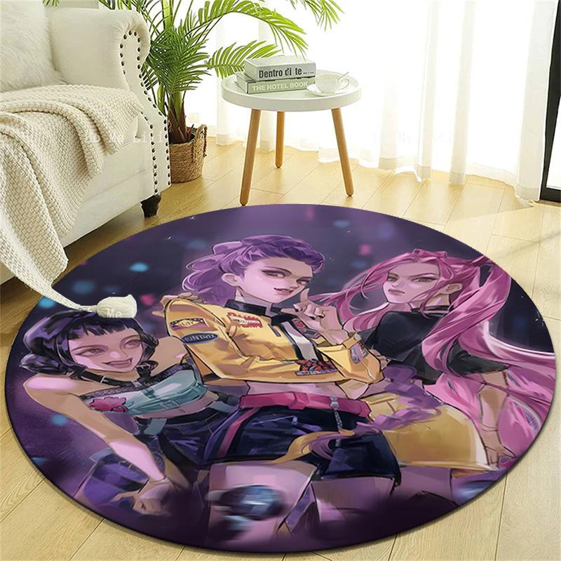 1pc KPop Demon Hunters9 Design Printed Area Round Carpet for Bedroom Living Room Home Decor Rugs Mat Non Slip Mat Rug for Bedside