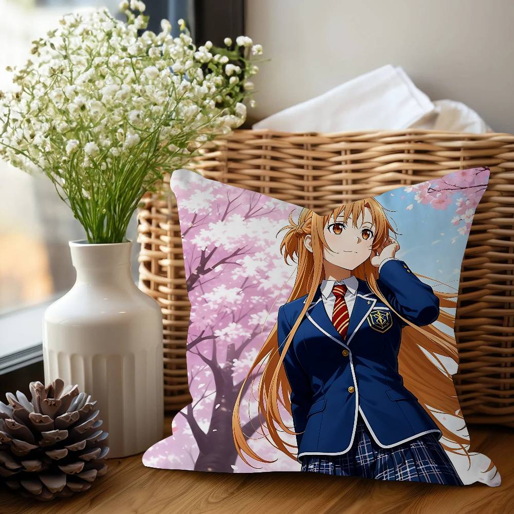 A-Asuna Cartoon 45*45cm Cushion Cover Pillow Cover Decor Pillowcase Home Pillowcase For Couch Pillow
