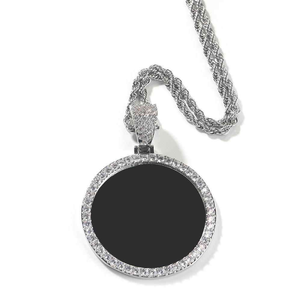 Personalized photo pendant copper inlaid zircon solid DIY creative photo necklace jewelry