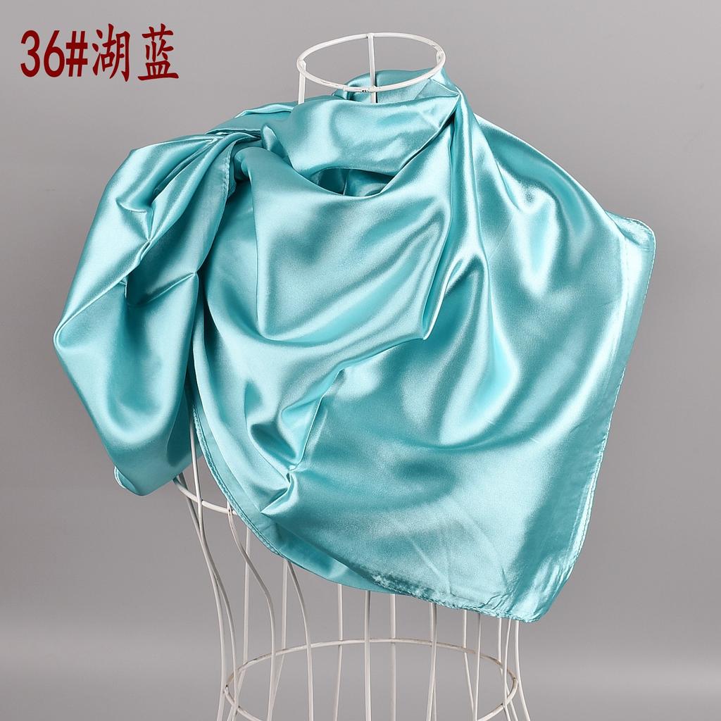 Solid Color Silk Scarf Square 90*90 Headscarf Foulard Satin Bandana Cheveux Neckerchief Hijab Accessoires For Woman Hair Scarf