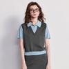 Chuyu Women's Lyocell Color-Block Faux Two-Piece Knit Top