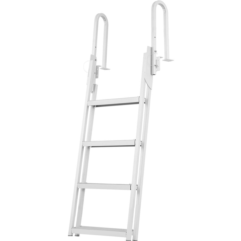 SucceBuy 350lbs Dock Ladder Flip Up 4 Steps Pontoon Boat Ladder with Nonslip Mat Swimm Ladder for Ship/Lake/Pool/Marine Boarding