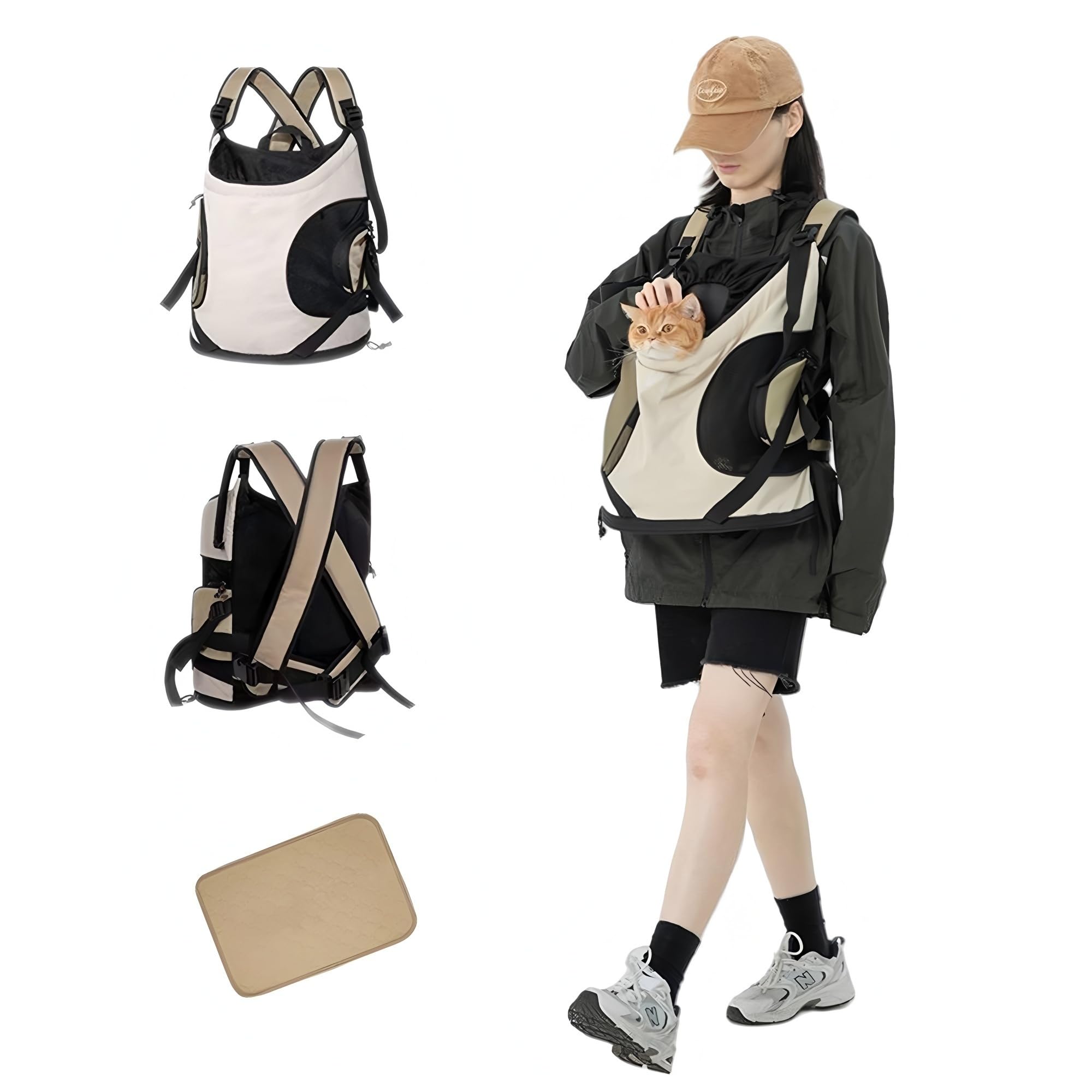 

Слинг-переноска для домашних животных для собак и кошек, рюкзак для питомца для ношения спереди, с регулируемым плечевым ремнем, дышащий, освобождает руки, водонепроницаемый нейлон, эргономичный, легкий, белая сумка, белый