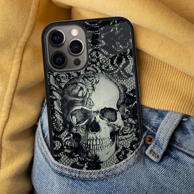 calaveras floral sugar skull Soft Phone Case for iPhone 17 Air 16e Pro max 15 Pro 13 14 Plus 11 12 MagSafe Magnetic Coque