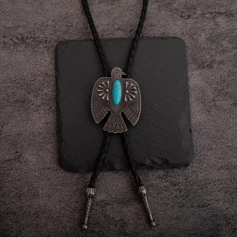 

Мужское ожерелье-галстук боло в европейском и американском стиле с бирюзовым кулоном в виде голубя мира