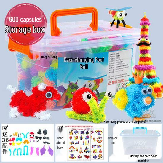Fluffy Pom-Pom DIY Assembly Double Hook Squeeze Ball Educational Toy