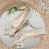 Fashion Silver Wedding Shoes 2025 New Crystal Bow Fairy Style Bridesmaid Stiletto Heels