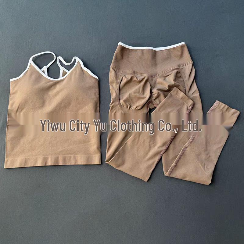 Dámský bezešvý barevný set na jógu TEVEO: Rychleschnoucí fitness oblečení s krásným designem zad.