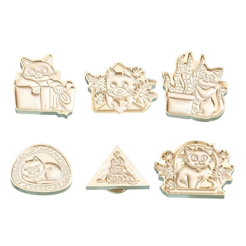 3D Katzen Siegelwachsstempel für Weihnachtsumschläge Karten Hochzeitsdekorationen Messing Tier Wachssiegelstempel Handwerk