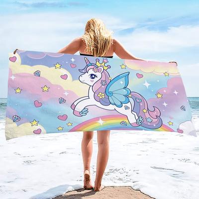1pc Unicorn Print Towel Sports Quick-Drying Super Absorbent Camping Towel Super Soft Lightweight Gym Swimming Yoga Beach Towel