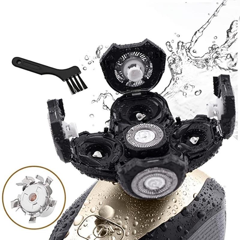 Aparat de ras electric cu cap pentru bărbați, fără fir, reîncărcabil, rezistent la apă, cu lame rotative, aparat de tuns nas