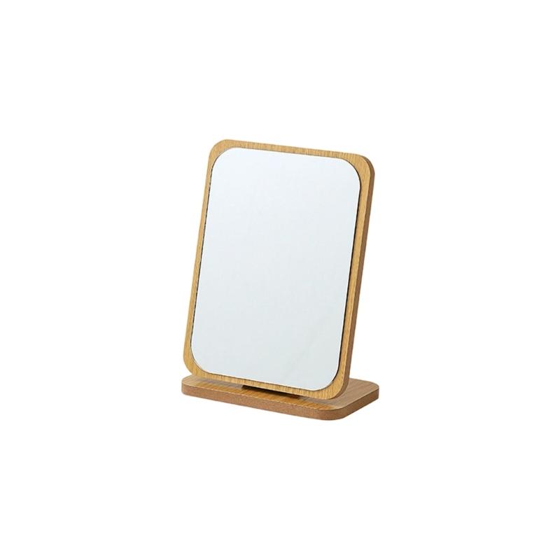 Rotatable Makeup Mirror with Wooden Stand Desktop Makeup Mirror,Lovely Cosmetic Mirror Vanity Mirror for Womens Girls