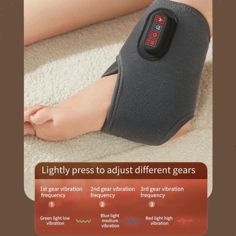 Cordless Ankle Massager with Heating Rechargeable Heated Ankle Brace Foot Heating Pad Wrap with Massage Intensity Adjustment