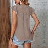 Chic Women's Striped V Neck Ruffle Blouse Short Sleeve Summer Tops