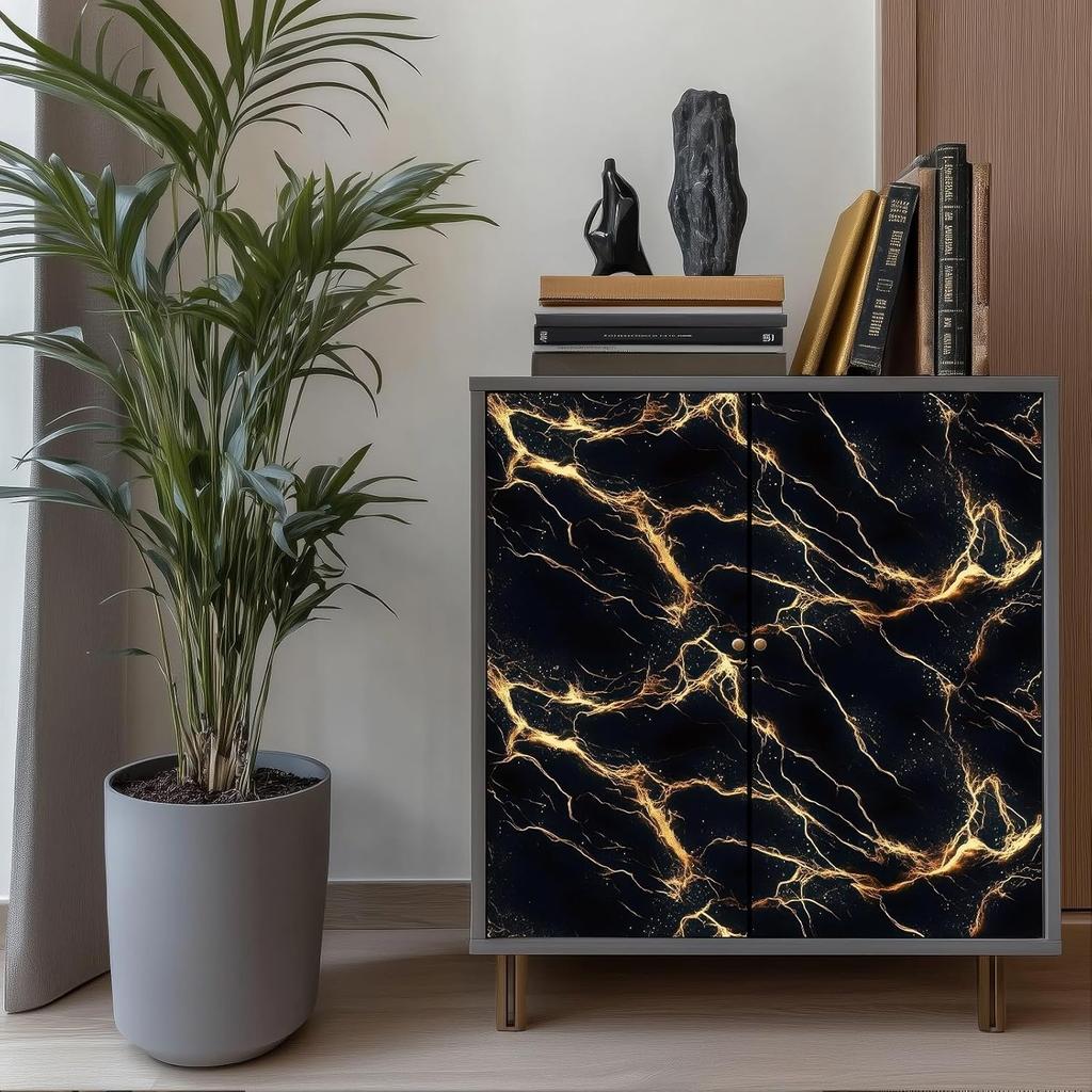 Schwarz Gold Marmor Tapete Marmor Kontaktpapier Vinyl Selbstklebend Abnehmbar Arbeitsplatte Peel and Stick Wandtapete für Renovierung Wand Arbeitsplatte