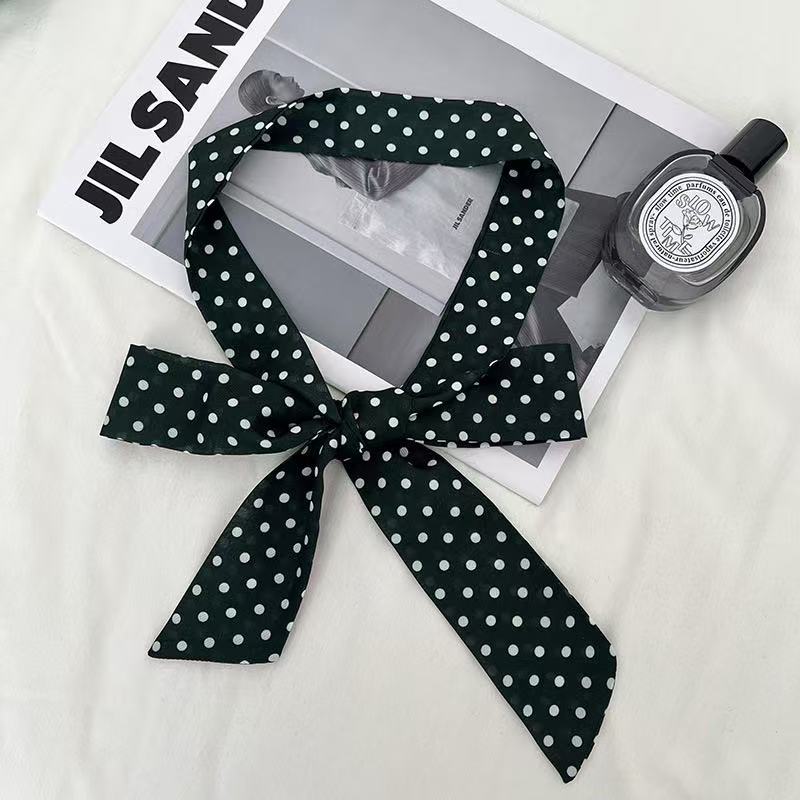Retro fashionable polka dot long silk scarf women's spring and autumn y2k hot girl fashion versatile decorative scarf thin streamer