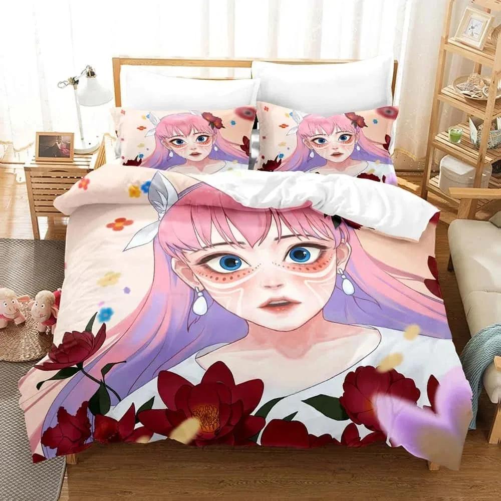 Anime Bed Sheet Set Belle Bedding Set Single Twin Full Queen King Size Bed Set Adult Kid Bedroom Duvet Cover Sets Home Textiles