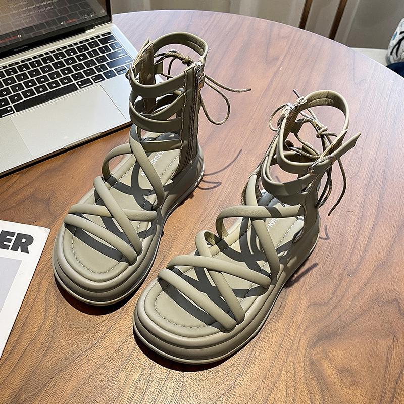 

Женские летние новые сандалии на платформе, удобные и универсальные, с нишевым темпераментом и чувством дизайна, туфли на одной перемычке 40 зелёный