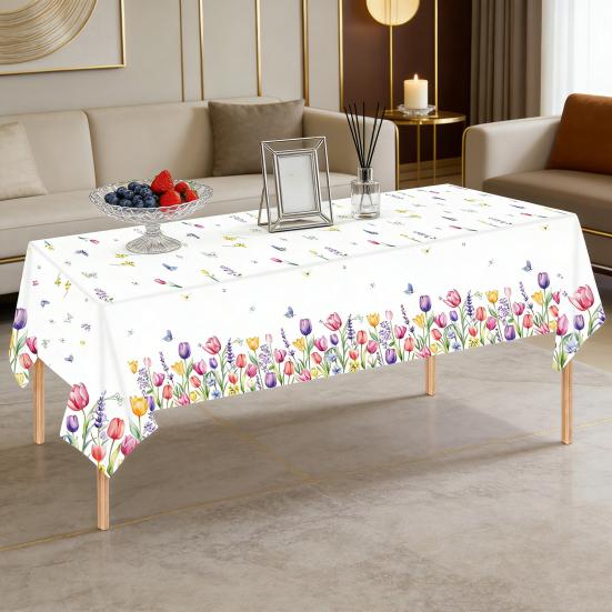 Akvarelový květinový ubrus kulatý tulipán divoká květina párty sváteční ubrus kryt na konferenční stolek pro jídelní stůl piknik grilování párty dekorace