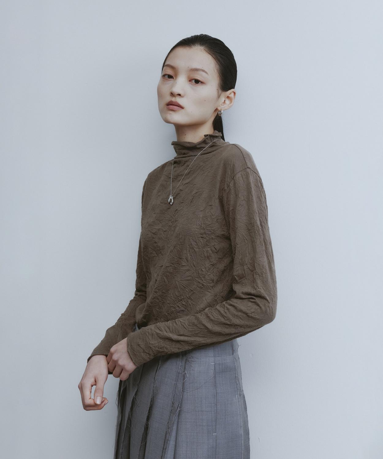 Youth Mock-Neck Jersey Top - Brown S