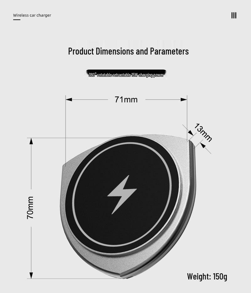 15W Magnetic Wireless Car Charger & Phone Holder for Apple/Android