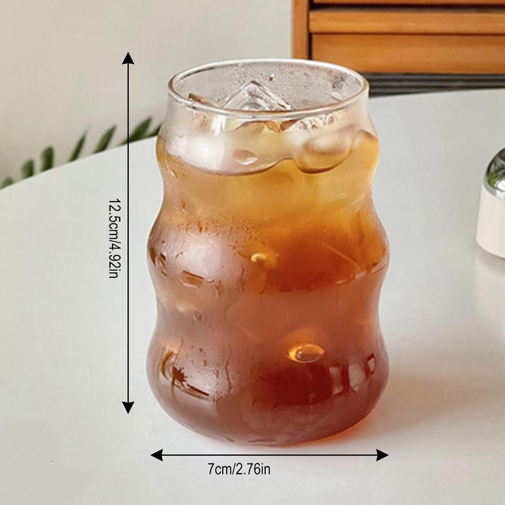 Ins Transparant Glass Cups Wave Shape Glass Cup Tea Juice Milk Coffee Mug Heat-resistant Tumbler Drinkware Glasses Stripe Mug