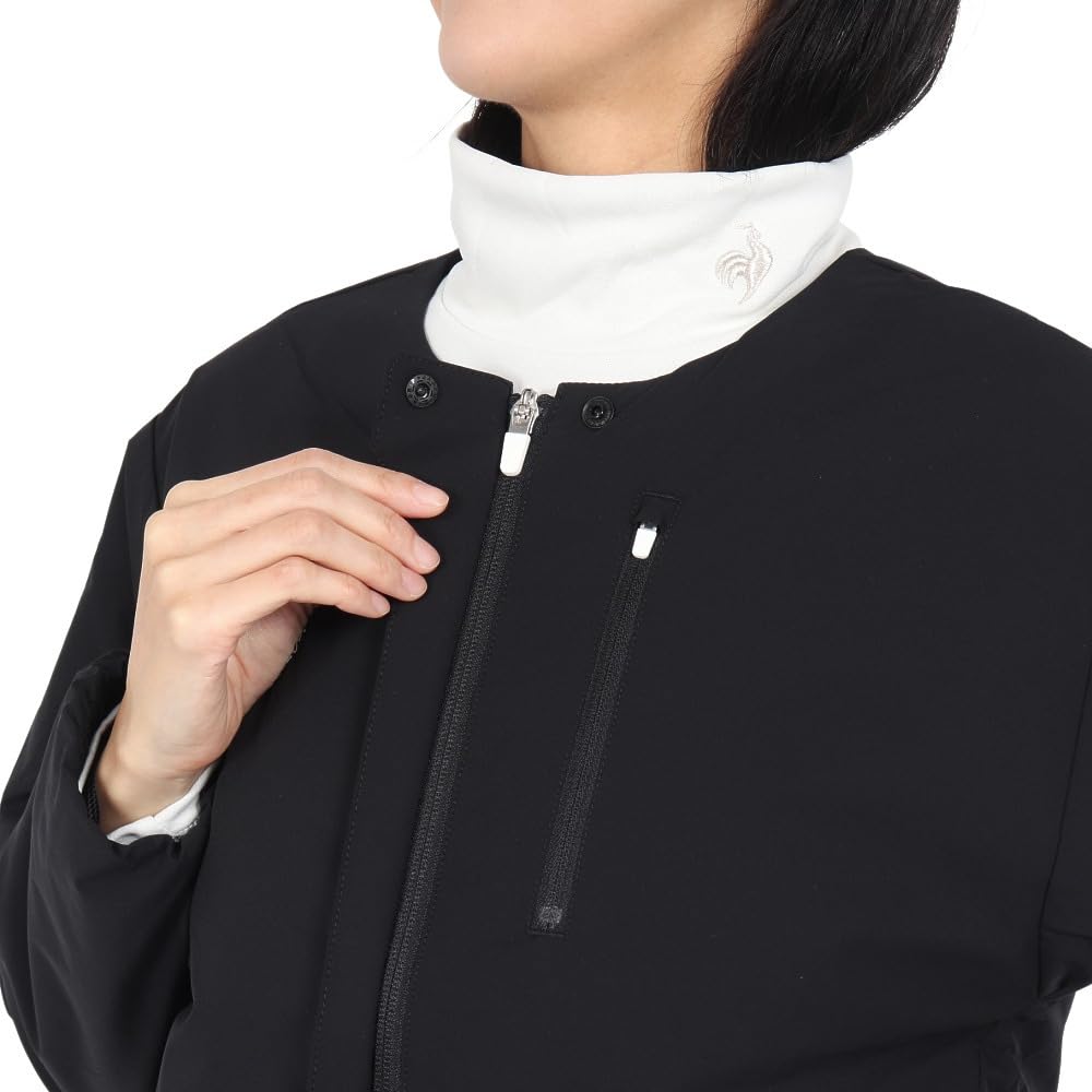 Coq Sportif Outerwear Collarless Blouson Windproof Heat Navi Cold Protection Golf LG4FWB01L BK00 L [Le Golf] [Stretch Forcer] Women's (Black)