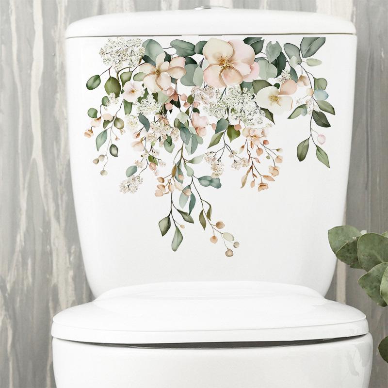 Creative Green Leaf Bathroom Wall Sticker - Self-Adhesive Home Decor