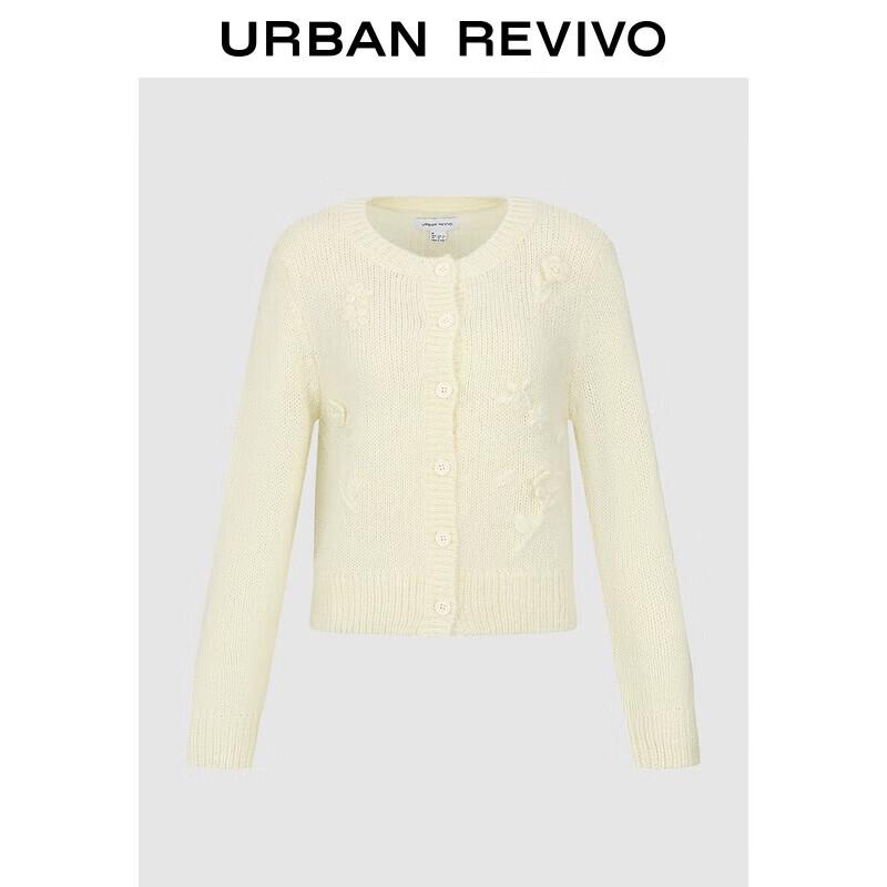 UR 2025 Autumn Women s Casual 3D Floral Knit Cardigan M