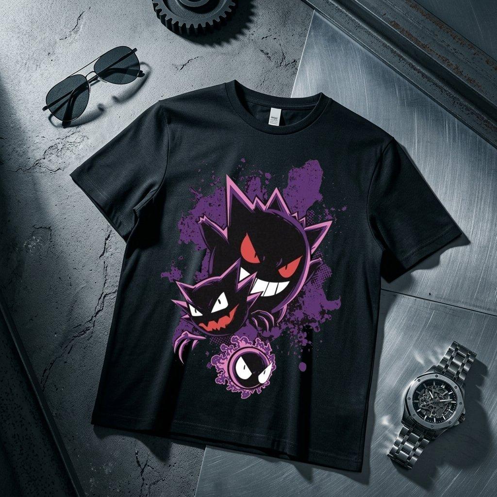 Yk Gengar Kids T Shirt Unisex Women Cotton Short Sleeve Tee Anime Print Tops Streetwear Parentchild Clothing