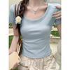 Design sense niche short-sleeved t-shirt women's summer new slim and thin simple casual versatile half-sleeved 