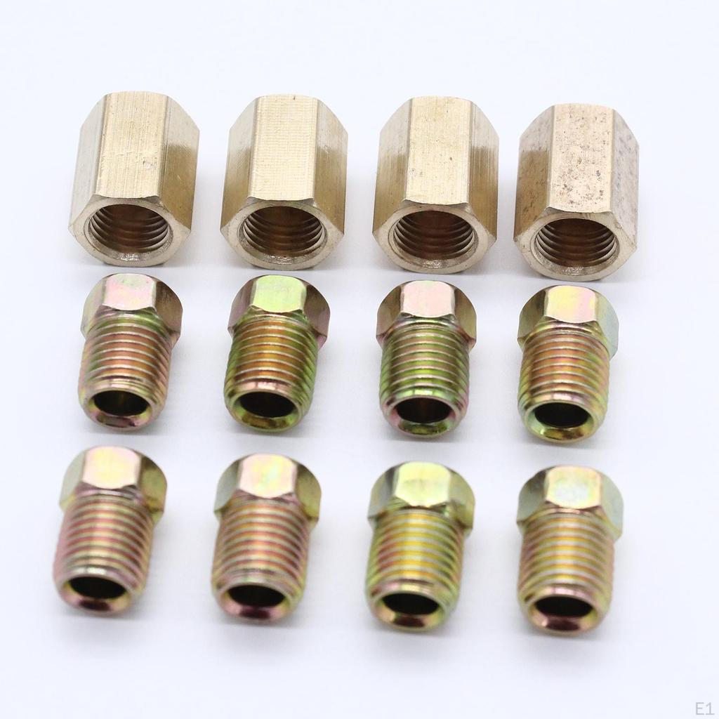 12 Pieces 3/8" - 24 Threads Brake Line Fittings ,Connector Tube Replacement Part for 3/16" 8