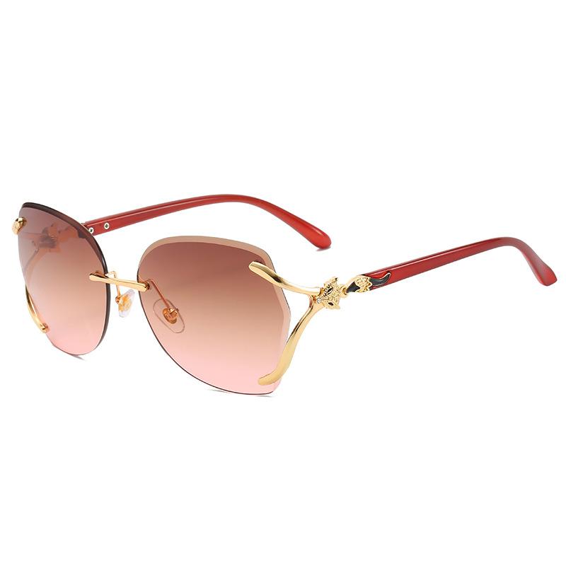 Fox Head Women'S Sunglasses Metal Frameless Trimmed Sunglasses Elegant Sunglasses