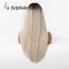 Women's Long Layered Curly Wig with Straight Bangs, Brown Highlights, Full Head Cover, Machine-Made with Chemical Fiber Rose Net, 2026 Hot Style.