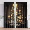 Christmas Tree Blackout Curtains 2pcs   Merry Print Light Filtering Rod Pocket Fade Resistant Machine Washable for Home Decor