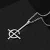 Ciondolo a croce fantasma Grucifix senza nome invertito da uomo in acciaio inossidabile con ciondolo satanico a testa in giù, accessorio per cosplay