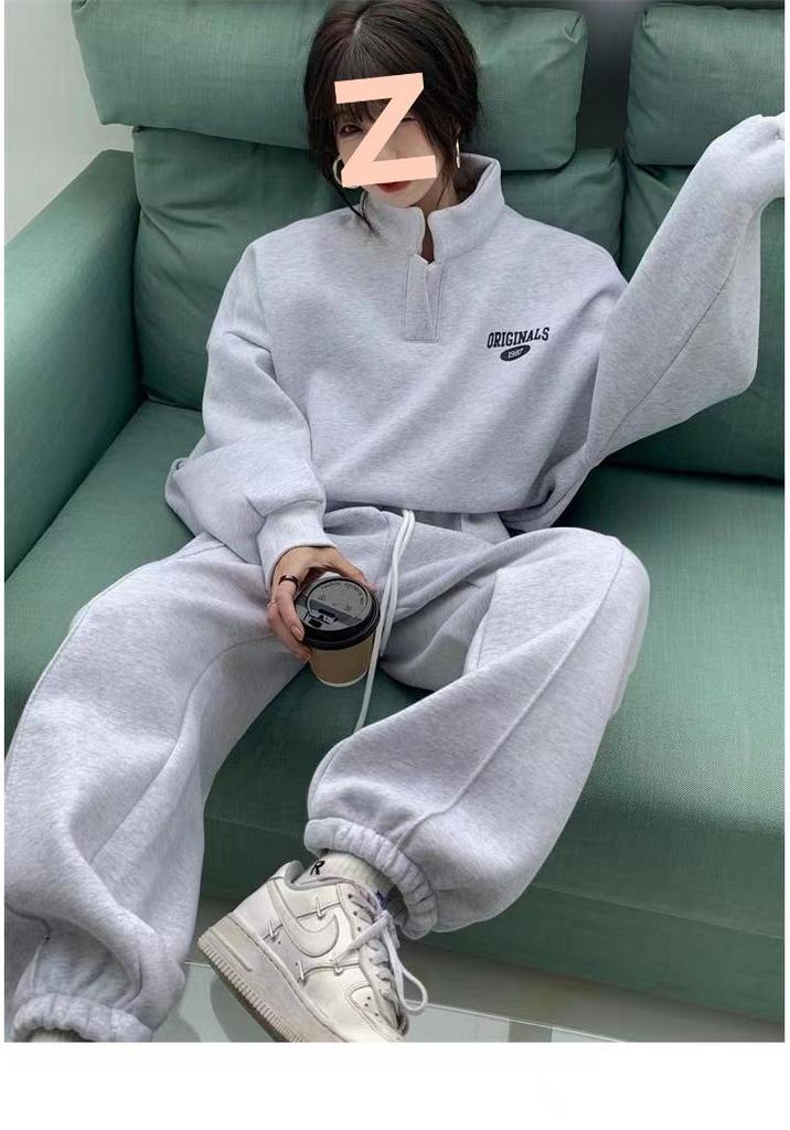 Conjunto de Sudadera Holgada y Pantalones de Chándal para Mujer Estilo Callejero Otoño/Invierno 2025