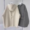 Plus Size Hooded Loose Wool Coat with Plush Lining - Women's Trendy Winter Cape Jacket.