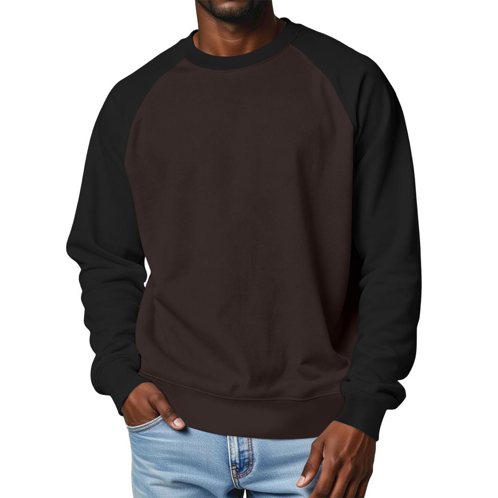 Men's Round Neck Fleece-Lined Thick Solid Color Sweatshirt