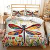 3pcs Bohemian Dragonfly Bedding Duvet Cover Set Dragonfly Bedding Quilt Set Floral Themed Bed Quilt Set Rainbow Dragonfly