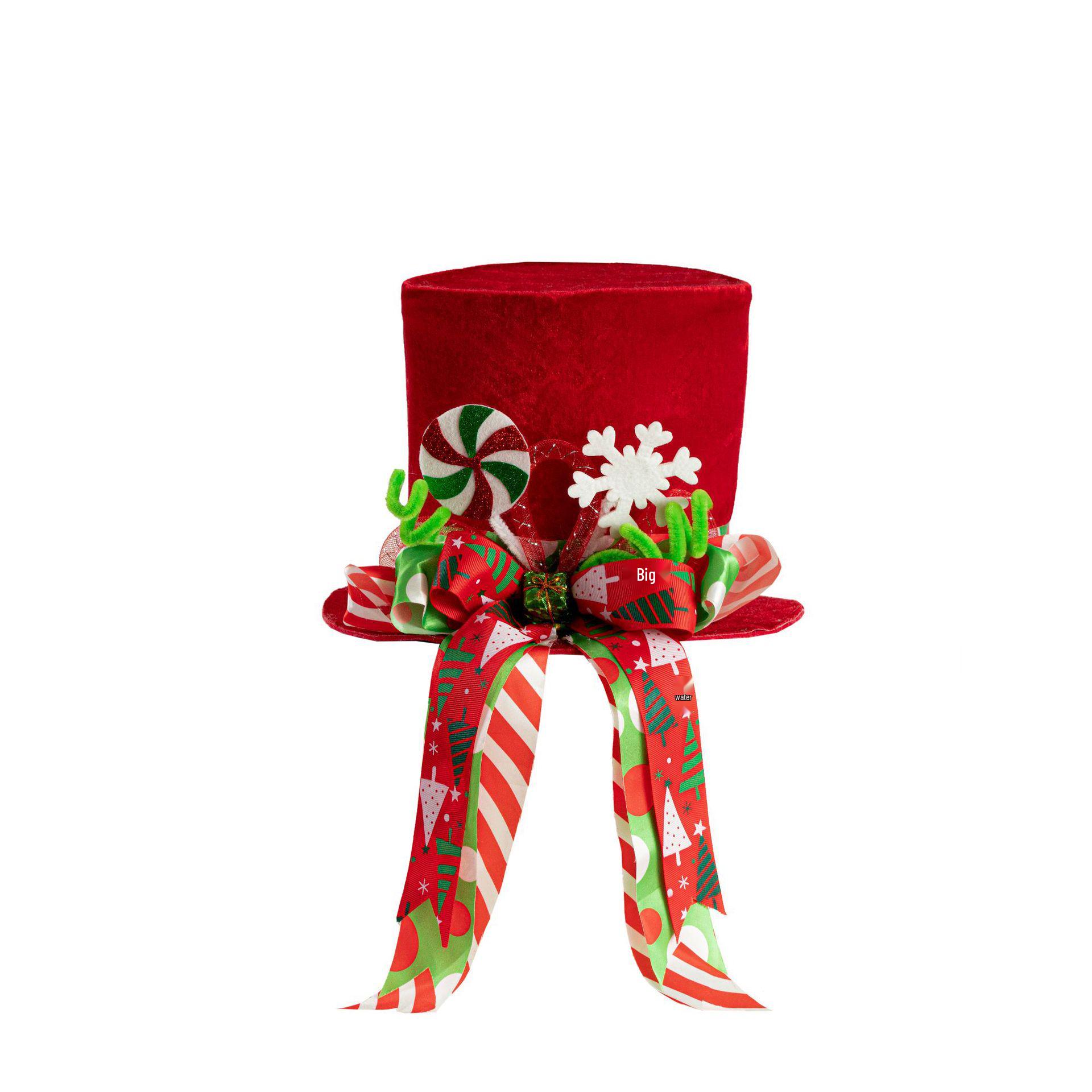 Red Velvet Christmas Tree Topper Hat with Bow and Star