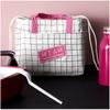 Les Trésors De Lily [A2296] - Sac repas fraicheur coton 'Miam' rose blanc - 22x19x12 cm