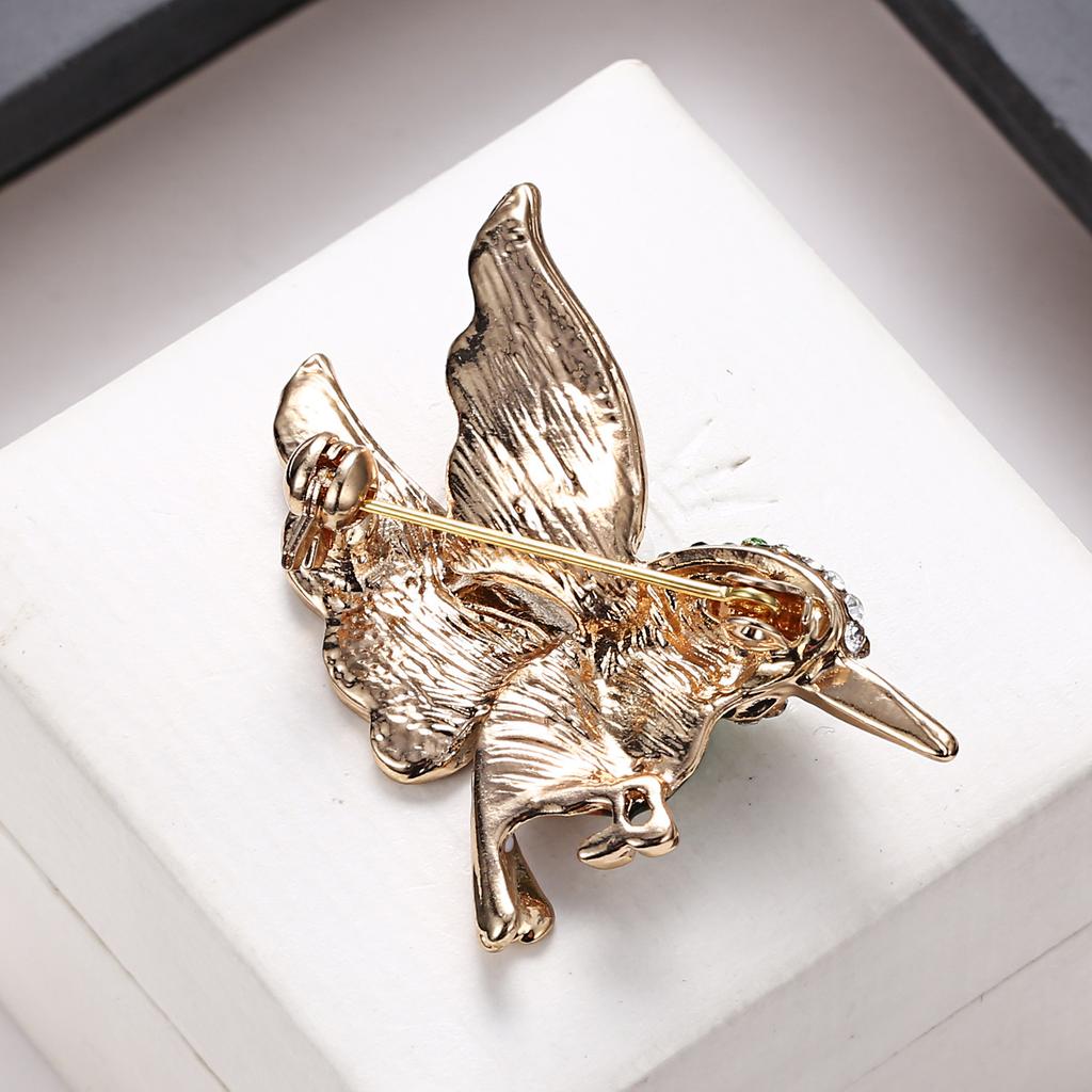 Colorful Rhinestone Enamel Hummingbird Brooch For Women Cute Vivid Flying Birds Animal Pins Scarf Dress Coat Badge Party Jewelry