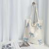 Preppy Style Crochet Tote Bag with Butterfly Accents, Solid Color Polyester Shoulder Bag, Foldable Fashi Beach Bag