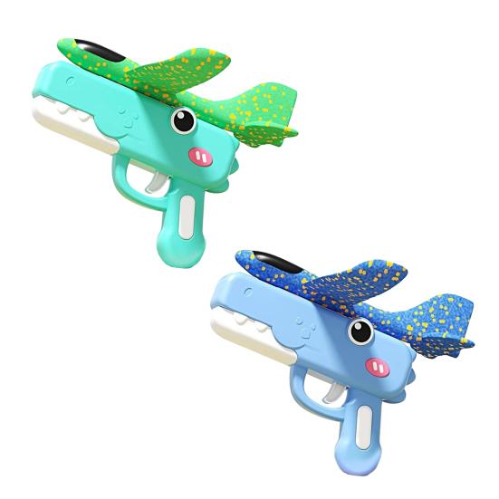 Handheld Foam Airplane Launcher with Dinosaur Design Outdoor Flying Toy for Kids 8-15m Range Lightweight Fun Gift for Boys Girls