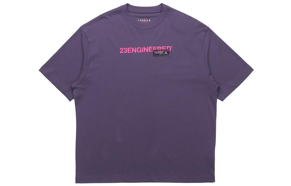 Jordan T Shirts Men's Purple Crew Neck Moderate Straight Fit CZ5182-573