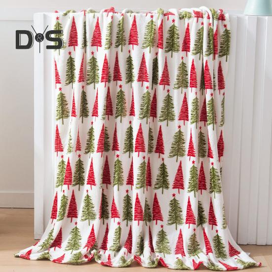 Winter Christmas Blanket Snowflake Elk Printed Thickened Plush Machine Washable Office Nap Dormitory Home Bed Sofa Travel Cozy Warm Blanket